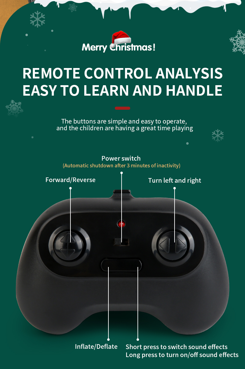 Remote Control Inflatable Santa Claus Car Toys With Music & 360° Christmas Toys (6)